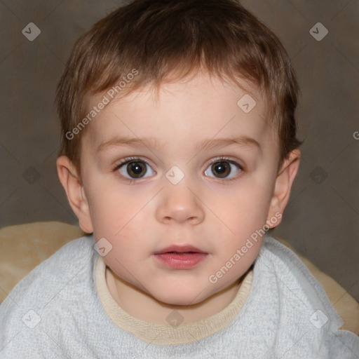 Neutral white child male with short  brown hair and brown eyes