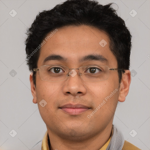 Neutral asian young-adult male with short  brown hair and brown eyes