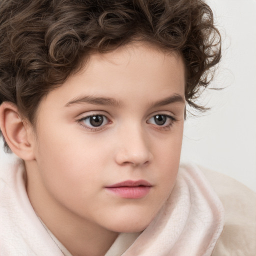 Neutral white child male with medium  brown hair and brown eyes