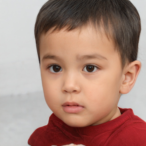 Neutral white child male with short  brown hair and brown eyes