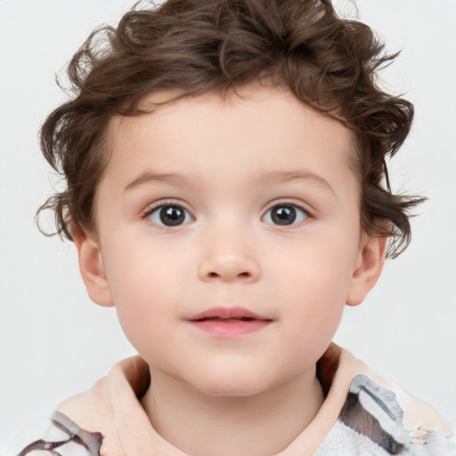 Neutral white child male with medium  brown hair and brown eyes