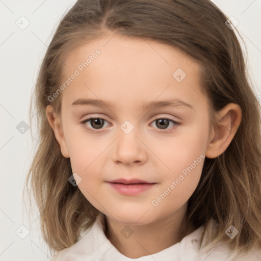 Neutral white child female with medium  brown hair and brown eyes