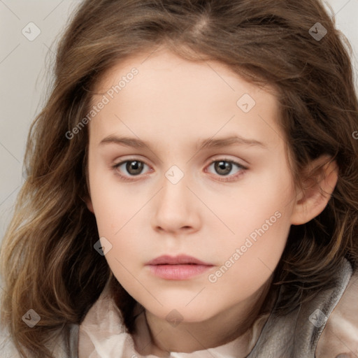 Neutral white child female with medium  brown hair and brown eyes