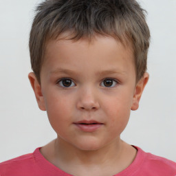 Neutral white child male with short  brown hair and brown eyes