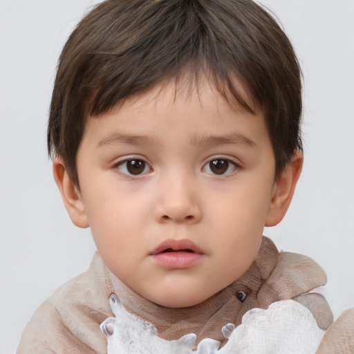 Neutral white child male with short  brown hair and brown eyes