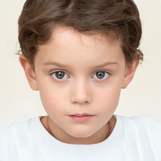 Neutral white child male with short  brown hair and brown eyes