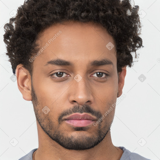 Neutral black young-adult male with short  brown hair and brown eyes