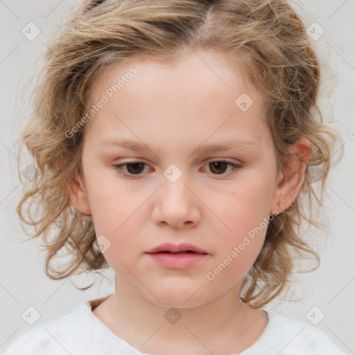 Neutral white child female with medium  brown hair and brown eyes