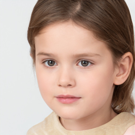 Neutral white child female with medium  brown hair and brown eyes