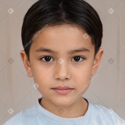 Neutral white child female with short  brown hair and brown eyes