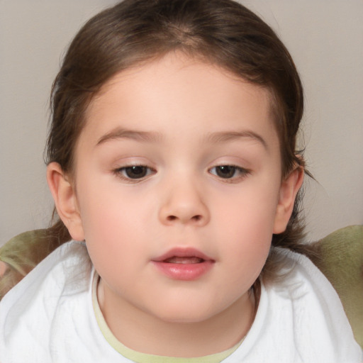 Neutral white child female with medium  brown hair and brown eyes