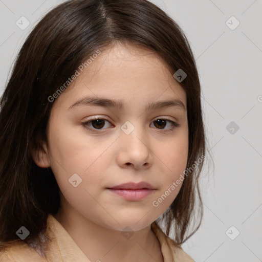 Neutral white child female with medium  brown hair and brown eyes