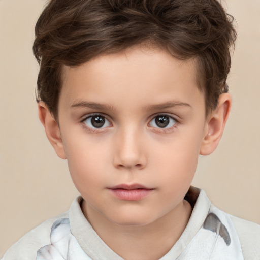 Neutral white child male with short  brown hair and brown eyes