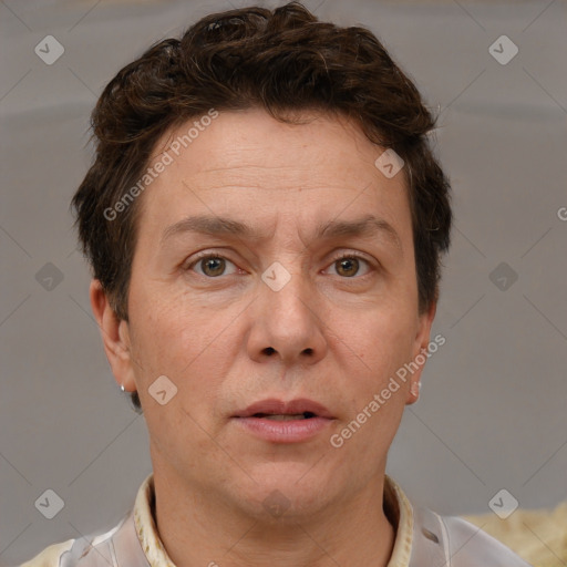 Neutral white adult male with short  brown hair and brown eyes