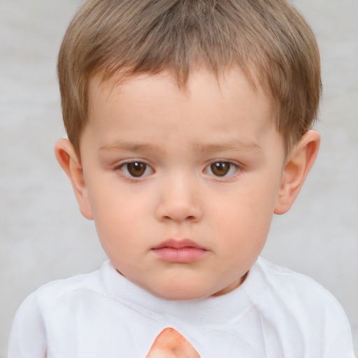 Neutral white child male with short  brown hair and brown eyes