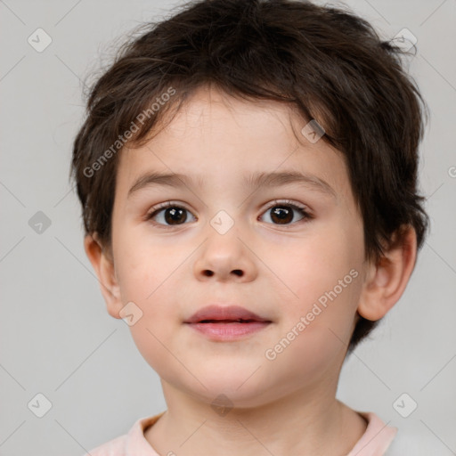 Neutral white child male with short  brown hair and brown eyes