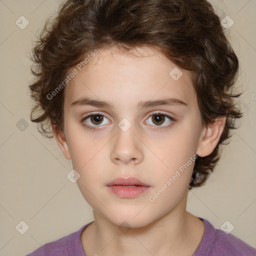 Neutral white child female with medium  brown hair and brown eyes