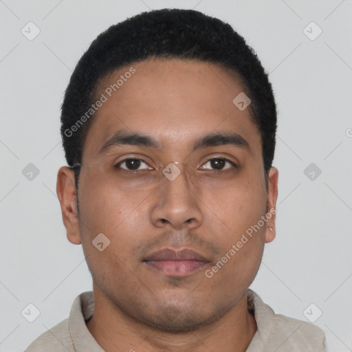 Neutral asian young-adult male with short  brown hair and brown eyes