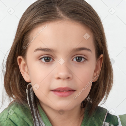 Neutral white child female with medium  brown hair and brown eyes