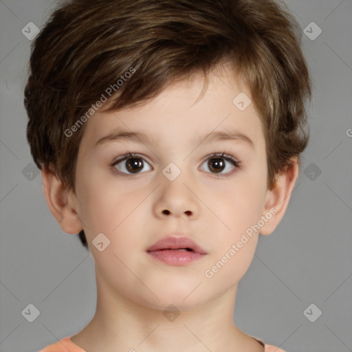 Neutral white child male with short  brown hair and brown eyes