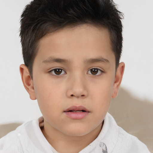 Neutral white child male with short  brown hair and brown eyes