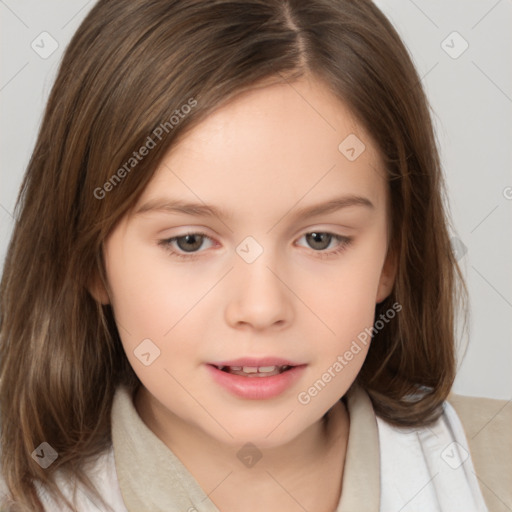 Neutral white child female with medium  brown hair and brown eyes