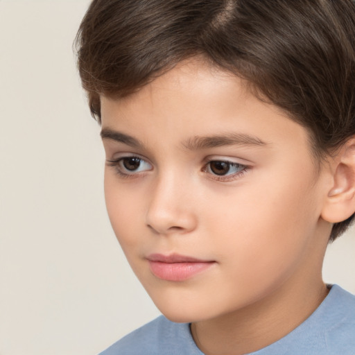 Neutral white child female with short  brown hair and brown eyes