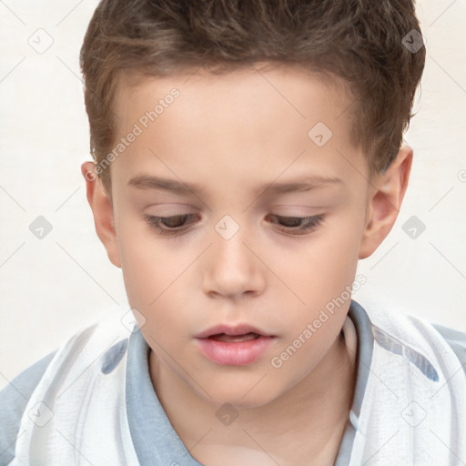 Neutral white child male with short  brown hair and brown eyes