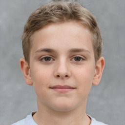 Neutral white child male with short  brown hair and brown eyes