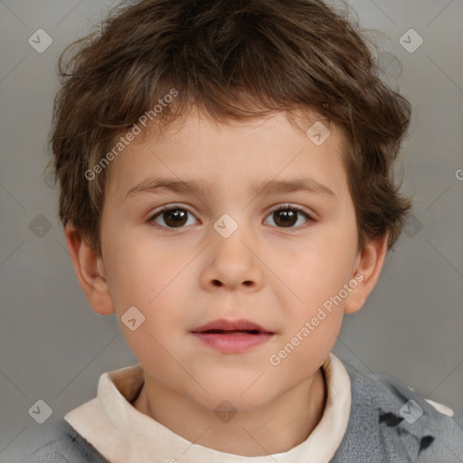 Neutral white child male with short  brown hair and brown eyes