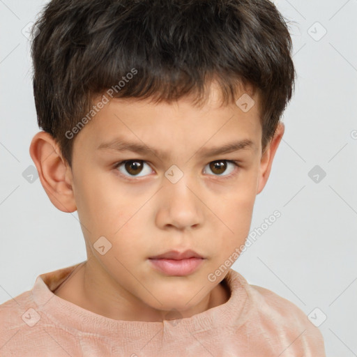 Neutral white child male with short  brown hair and brown eyes