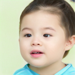 Neutral white child female with short  brown hair and brown eyes