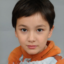 Neutral white child female with short  brown hair and brown eyes