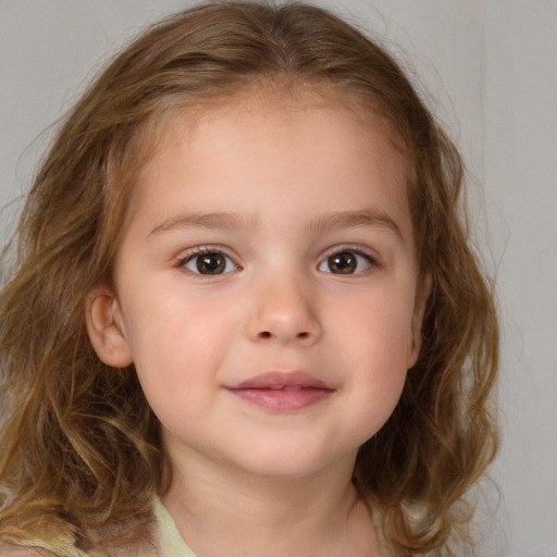 Neutral white child female with medium  brown hair and brown eyes