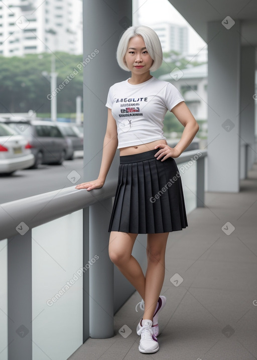 Singaporean adult female with  white hair