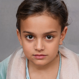 Neutral white child female with short  brown hair and brown eyes