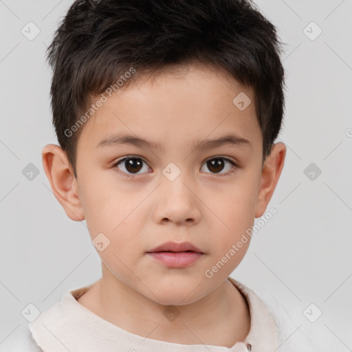 Neutral white child male with short  brown hair and brown eyes