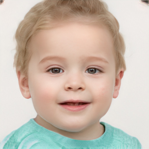 Joyful white child female with short  brown hair and brown eyes