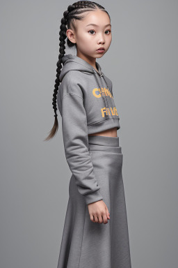 Chinese child girl with  gray hair