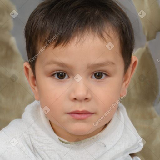 Neutral white child male with short  brown hair and brown eyes