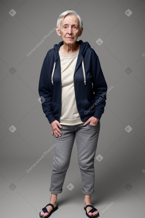 Elderly non-binary with  gray hair