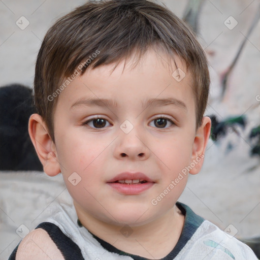 Neutral white child male with short  brown hair and brown eyes