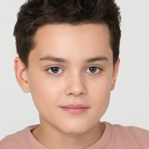 Neutral white child male with short  brown hair and brown eyes