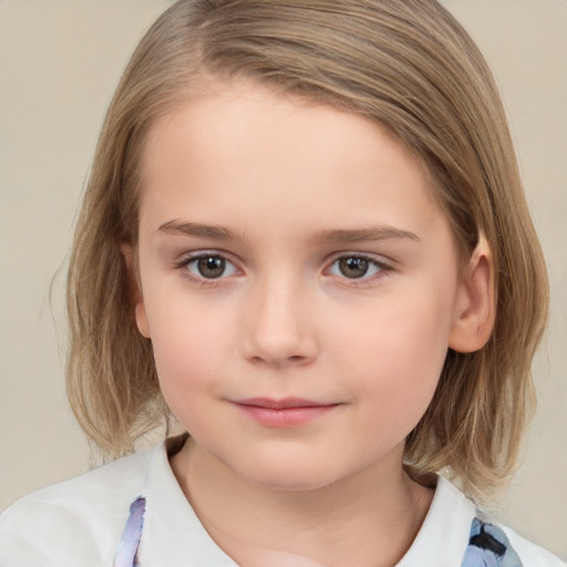 Neutral white child female with medium  brown hair and brown eyes