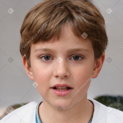 Neutral white child male with short  brown hair and brown eyes