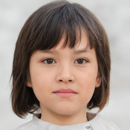 Neutral white child female with medium  brown hair and brown eyes