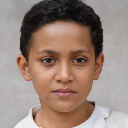 Neutral latino child female with short  brown hair and brown eyes