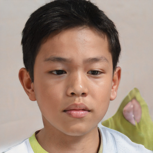 Neutral asian young-adult male with short  brown hair and brown eyes