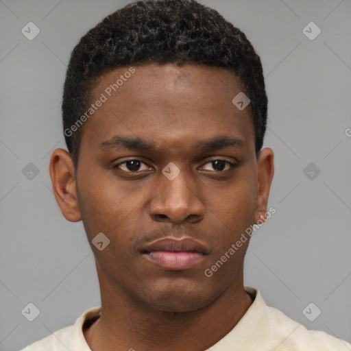 Neutral black young-adult male with short  brown hair and brown eyes