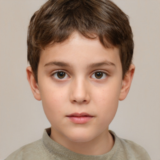 Neutral white child male with short  brown hair and brown eyes